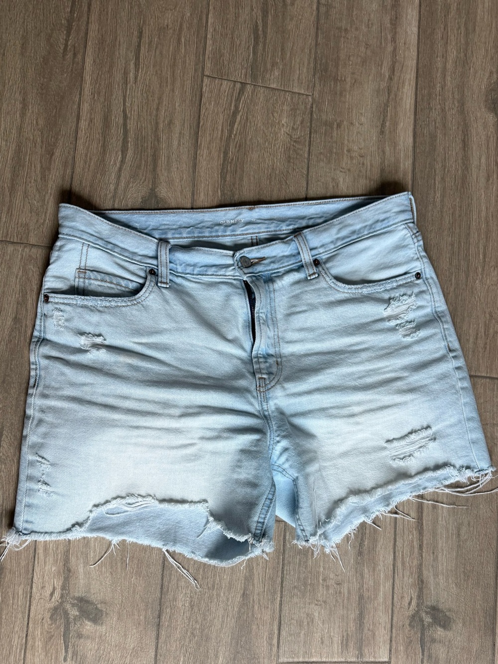 Old Navy Light Blue High-Waist Distressed Denim Shorts